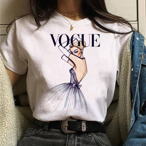 Image of vogue princess t shirt aesthetic women fashion girls 90s tshirt harajuku ulzzang print Graphic summer t-shirt top tee female