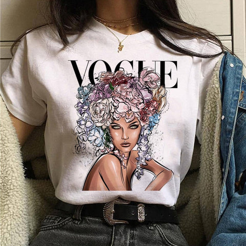 Image of vogue princess t shirt aesthetic women fashion girls 90s tshirt harajuku ulzzang print Graphic summer t-shirt top tee female