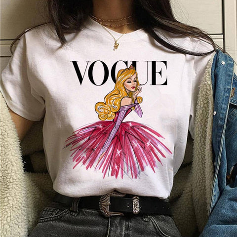 Image of vogue princess t shirt aesthetic women fashion girls 90s tshirt harajuku ulzzang print Graphic summer t-shirt top tee female