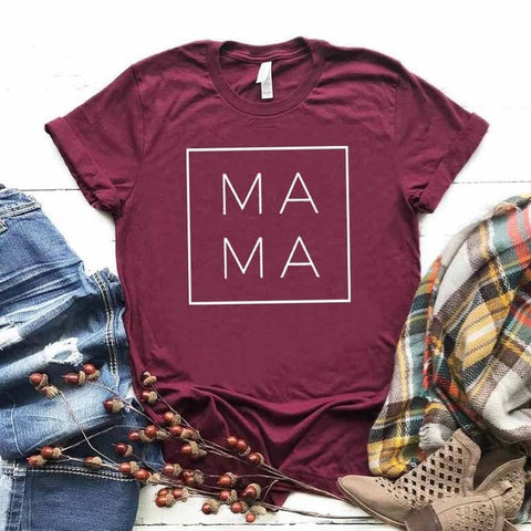 Image of Mama Square Women tshirt Cotton Casual Funny t shirt Gift For Lady Yong Girl Top Tee 6 Color Drop Ship S-807