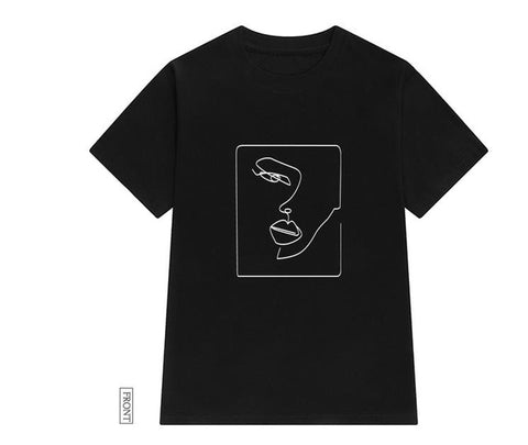 Image of face abstract simple Women tshirt Cotton Casual Funny t shirt Gift For Lady Yong Girl Top Tee Drop Ship S-723