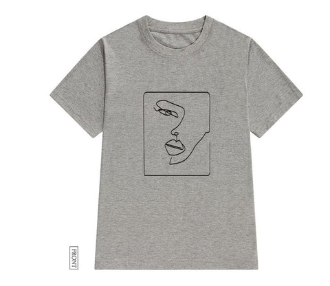 Image of face abstract simple Women tshirt Cotton Casual Funny t shirt Gift For Lady Yong Girl Top Tee Drop Ship S-723