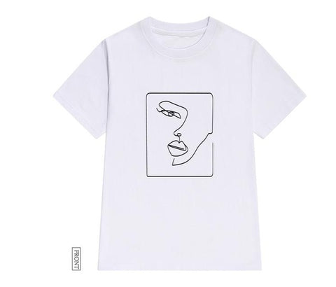 Image of face abstract simple Women tshirt Cotton Casual Funny t shirt Gift For Lady Yong Girl Top Tee Drop Ship S-723