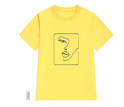 Image of face abstract simple Women tshirt Cotton Casual Funny t shirt Gift For Lady Yong Girl Top Tee Drop Ship S-723