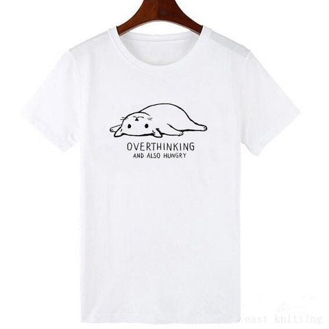 Image of Vestido t-shirt Korean version solid color white style wild cute letter shirt printing series polyester short-sleeved dress coat
