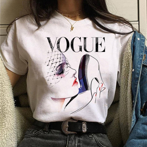 Image of vogue princess t shirt aesthetic women fashion girls 90s tshirt harajuku ulzzang print Graphic summer t-shirt top tee female