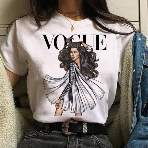 Image of vogue princess t shirt aesthetic women fashion girls 90s tshirt harajuku ulzzang print Graphic summer t-shirt top tee female