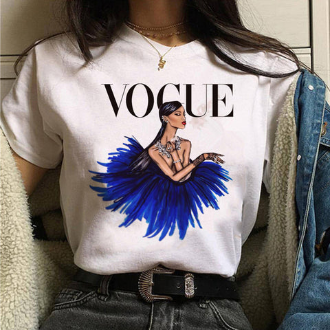 Image of vogue princess t shirt aesthetic women fashion girls 90s tshirt harajuku ulzzang print Graphic summer t-shirt top tee female