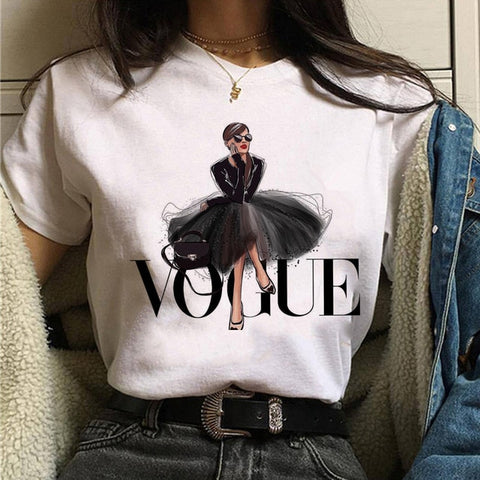 Image of vogue princess t shirt aesthetic women fashion girls 90s tshirt harajuku ulzzang print Graphic summer t-shirt top tee female