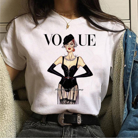 Image of vogue princess t shirt aesthetic women fashion girls 90s tshirt harajuku ulzzang print Graphic summer t-shirt top tee female