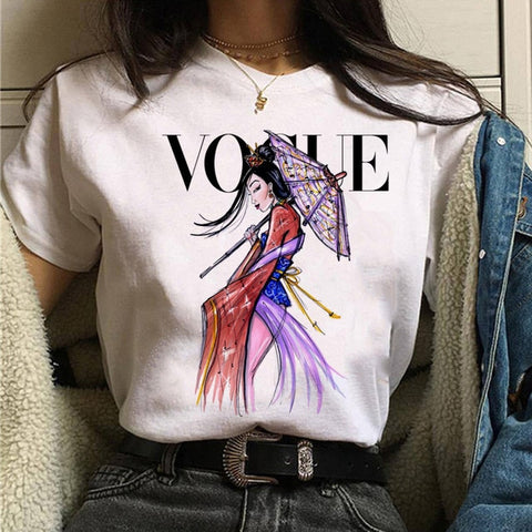 Image of vogue princess t shirt aesthetic women fashion girls 90s tshirt harajuku ulzzang print Graphic summer t-shirt top tee female