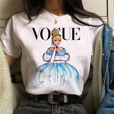 Image of vogue princess t shirt aesthetic women fashion girls 90s tshirt harajuku ulzzang print Graphic summer t-shirt top tee female