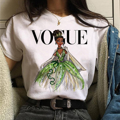 Image of vogue princess t shirt aesthetic women fashion girls 90s tshirt harajuku ulzzang print Graphic summer t-shirt top tee female
